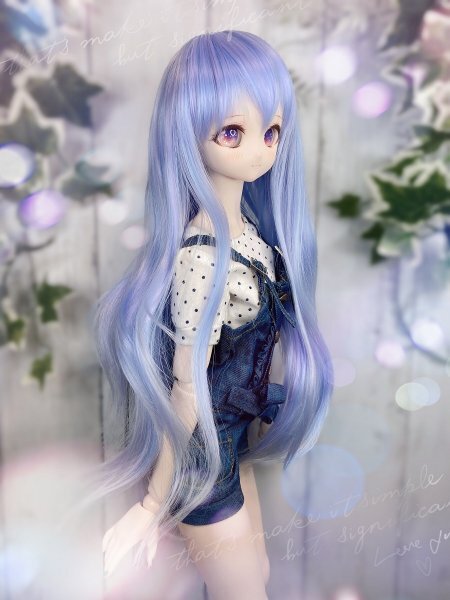 ●ドールウィッグ*エアリーロング*あじさい色*9～9.5インチ（MDD DD SD SmartDollなど）●doll wig*dollwig●_画像3