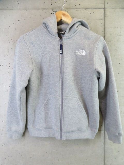 8130b9◆良品です◆キッズサイズ 150cm◆THE NORTHFACE ノースフェイス ロゴ刺繍 裏地起毛 フルジップ スエットパーカー/ジャケット_画像3