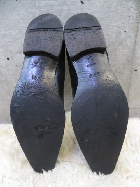 6230b1* Italy made *HUGO BOSS Hugo Boss original leather shoes 10.5/ large . sho flat have on brand / dress shoes / business shoes / jacket 