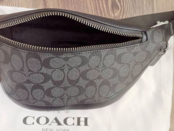 コーチ COACH ウエストバッグ ボディバッグ メンズバッグ レザー チャコール+ブラック メンズ 78777 保存袋付き 新品未使用_画像2