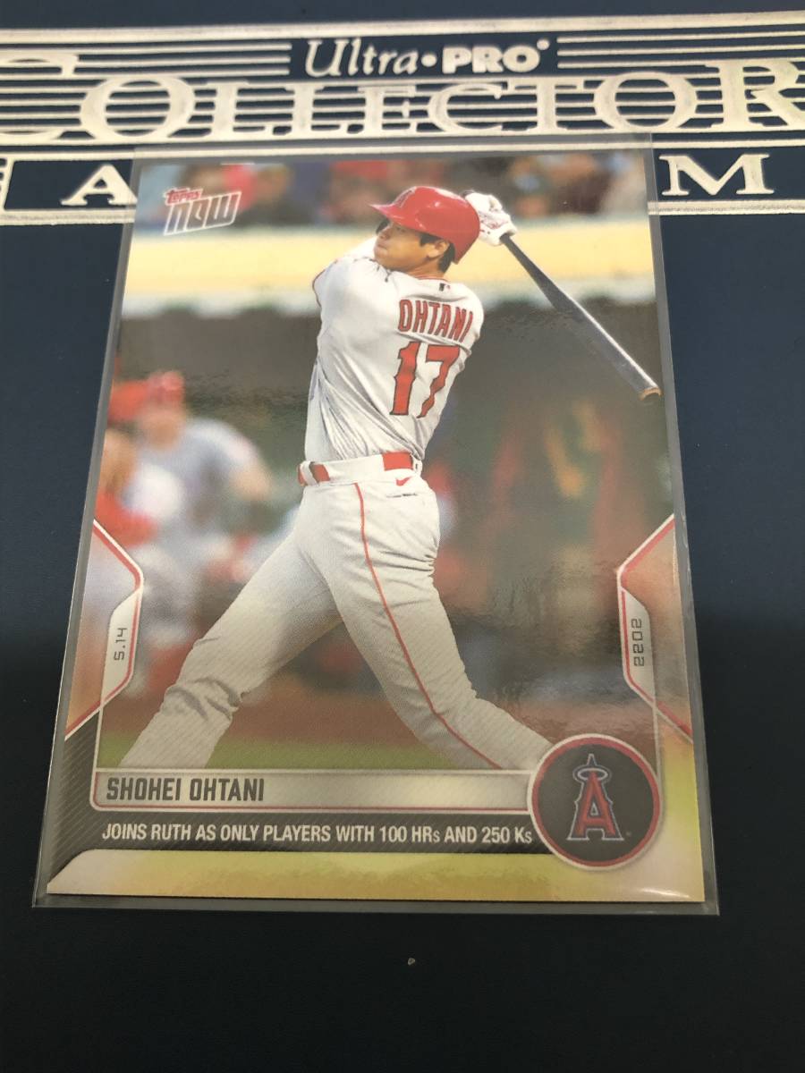 2022 MLB TOPPS NOW 大谷翔平 JOINS RUTH AS ONLY PLAYERS WITH 100 HRs AND 250 Ks 100本塁打カード _画像1