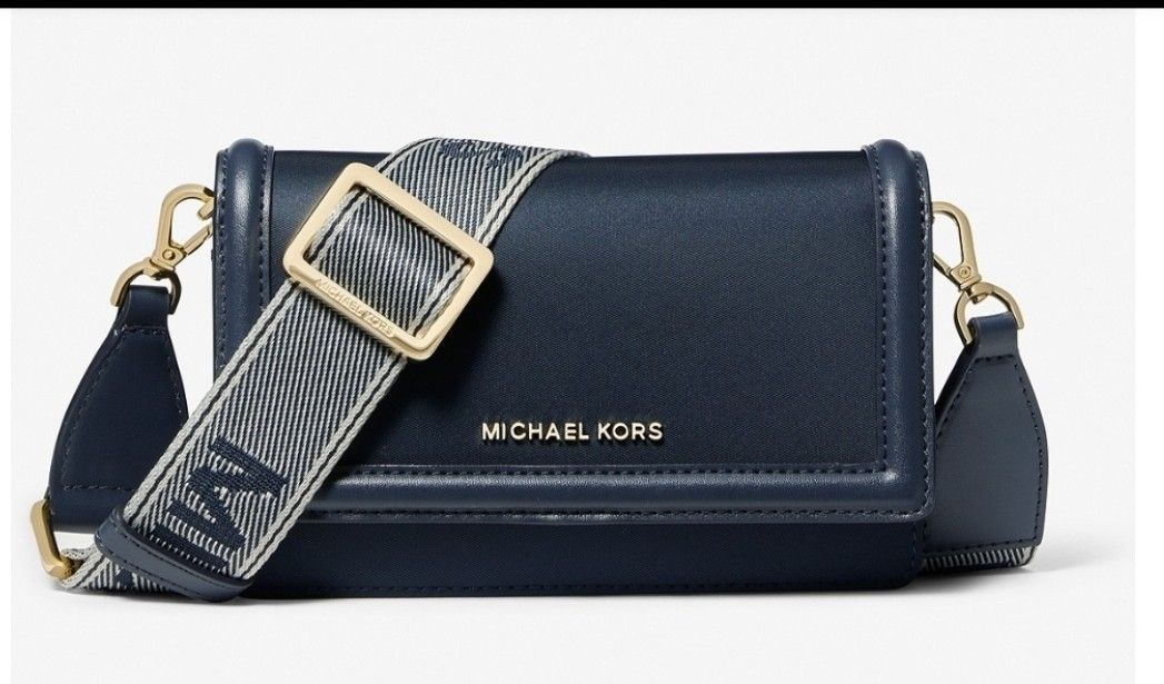 ☆Michael Kors☆ Nylon Gabardine クロスボディ NAVY♪ 新品MICHAELKORSJET SET ナイロンギャバジンス マートフォン