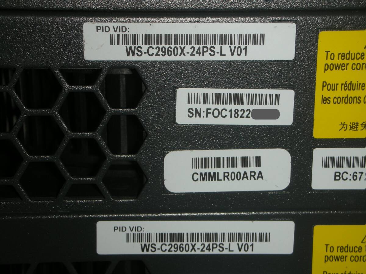 ☆3台セット！Cisco Catalyst 2960-X [WS-C2960X-24PS-L V01]！(#F0-522)「120サイズ」☆の画像3