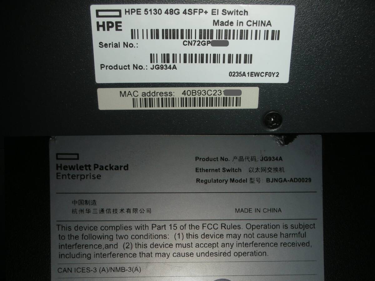 * остаток 3 шт.!L3 GbE Switch|HPE 5130-48G-4SFP+ EI [JG934A]!(#F0-620)[100 размер ]*