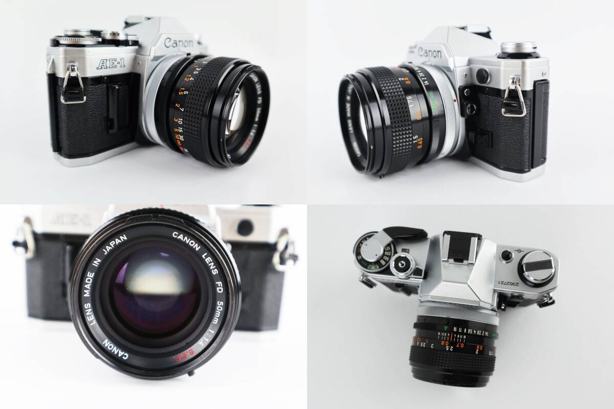 1円スタート　カメラ　キャノン　AE-1　レンズ：FD　50ｍｍ　1：1.4　S.S.C　ストロボ：155A　外装美品　シャッターのみ確認済み　現状品_画像3
