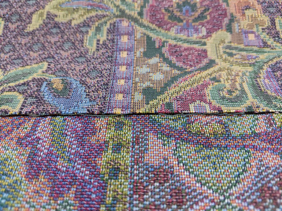 新着・ゴブランタッチの花縞柄（A）ジャガード織り多色使い　No.3751_画像6