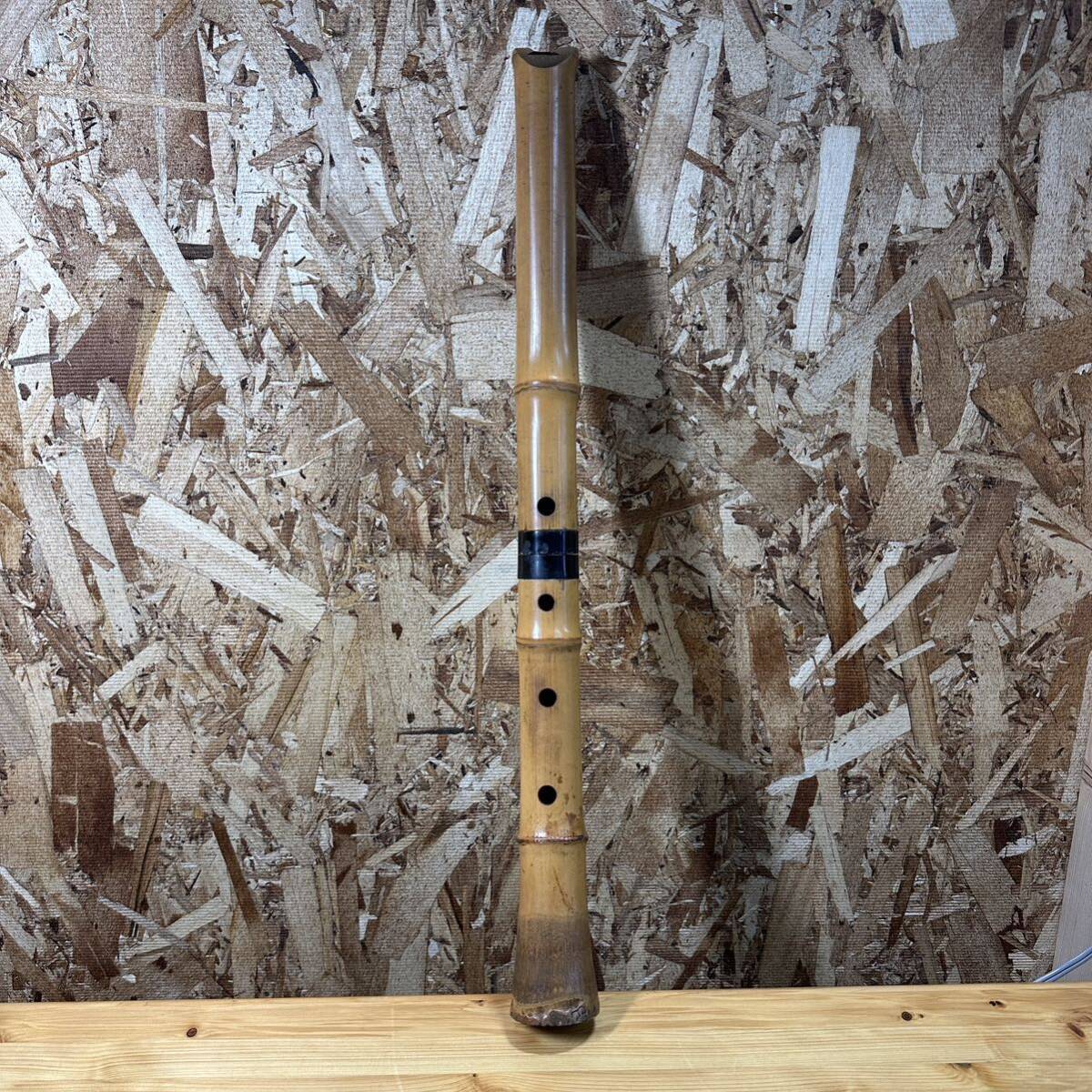 尺八 秋月 和楽器 楽器 全長約54.5cm 竹製 管楽器 縦笛 レトロ 蔵出し 中古品_画像2