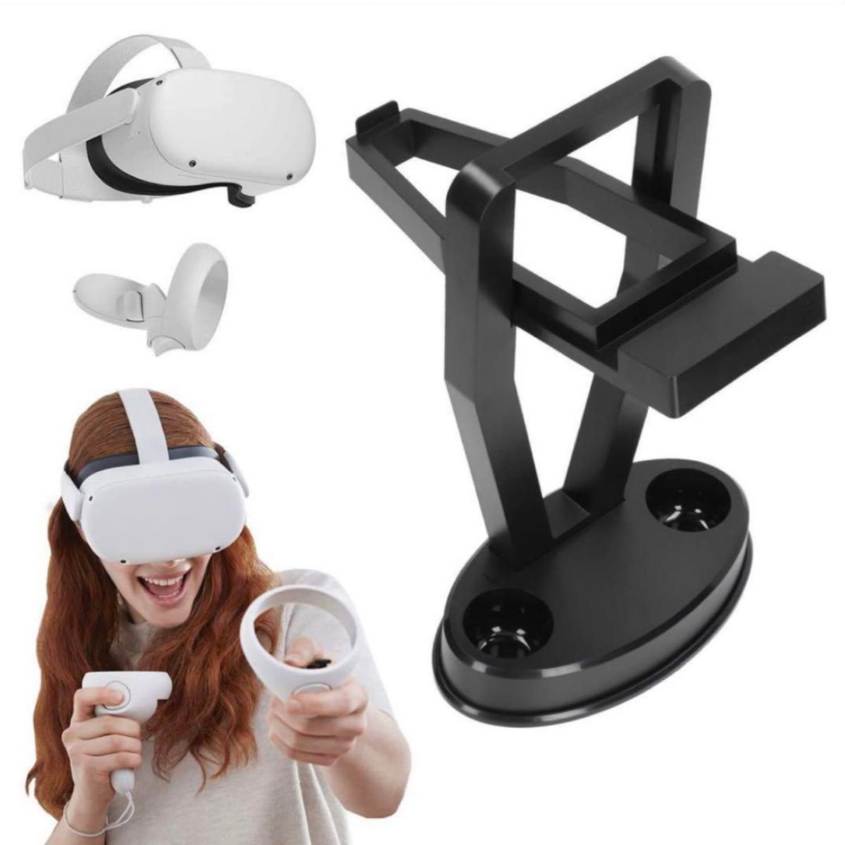 VR ゴーグル スタンド PS  VR Quest2 ディスプレイスタンド 黒 Oculus