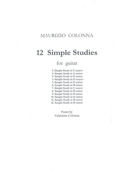 断裁済【ギター楽譜】「マウリツィオ・コロンナ 12 Simple Studies」全12曲31頁 Berben社_画像2