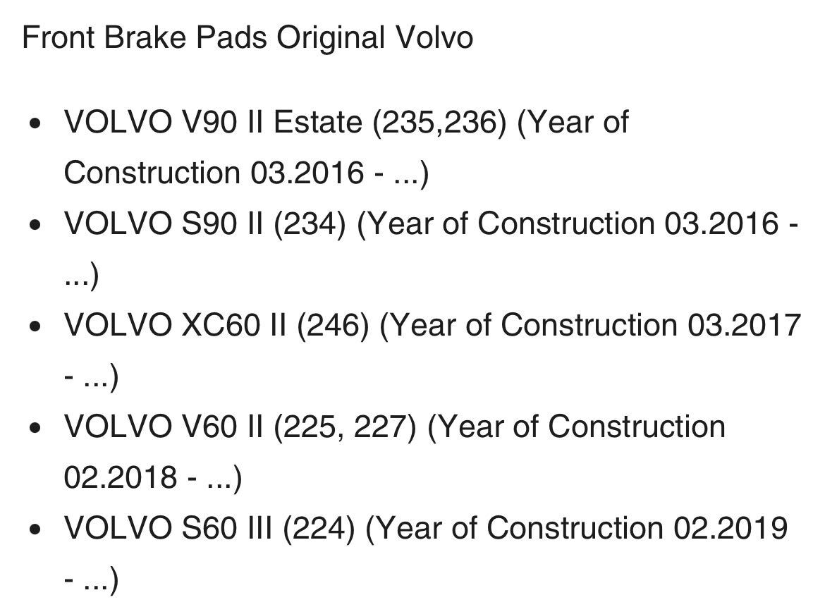 ボルボ　VOLVO V60 S60 V90 S90 XC60 フロント、リアブレーキパッド　32287447 32373348_画像7