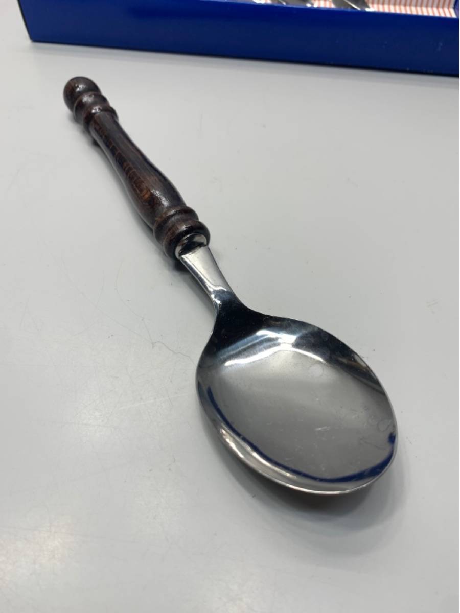 unused antique spoon set 5ps.@ corkscrew wood 2821 00