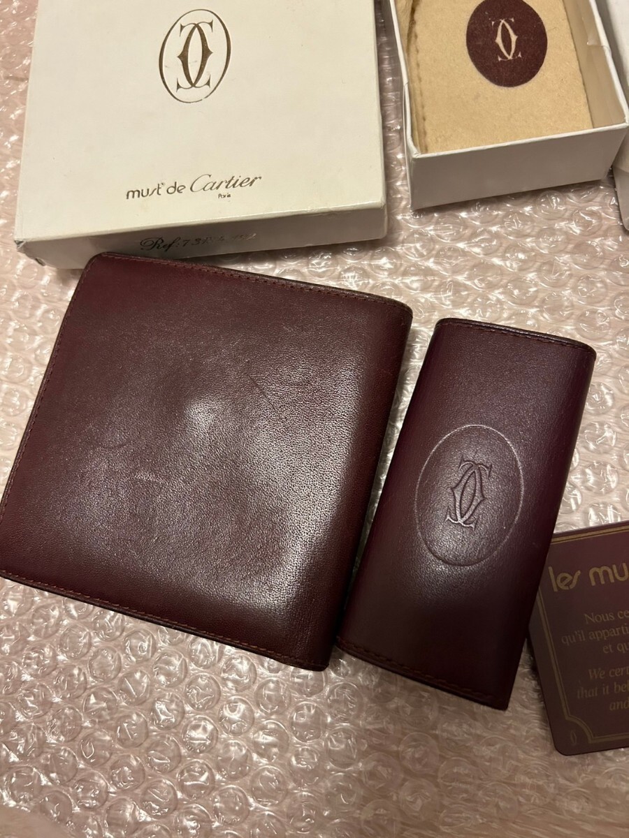 2点セット　must de Cartier マスト ドゥ カルティエ　キーケース　二つ折り財布　レザー　コンパクト ウォレット　ギャランティ　箱付き_画像6