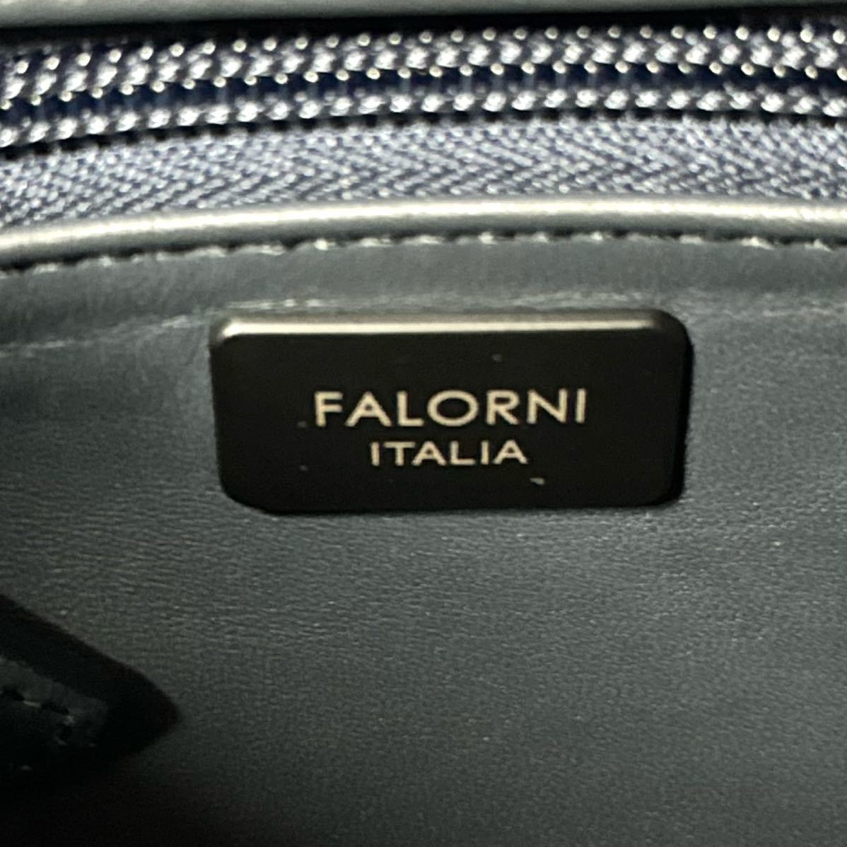 未使用級 FALORNI 定価約10万 ファロルニ イントレチャート ラムレザー グレー×ネイビー メッシュ ハンドバッグ トート ショルダー