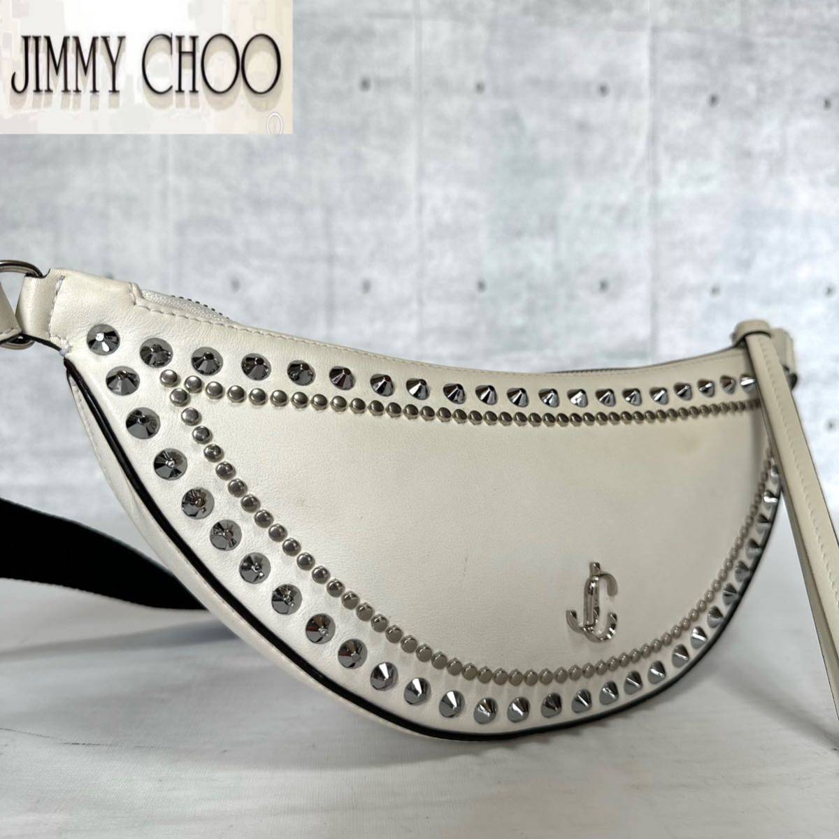 良品 JIMMY CHOO FIFER 定価165,000円 ジミーチュウ ハンドバッグ トートバッグ ショルダーバッグ クロスボディバッグ ホワイト JCロゴ _画像2