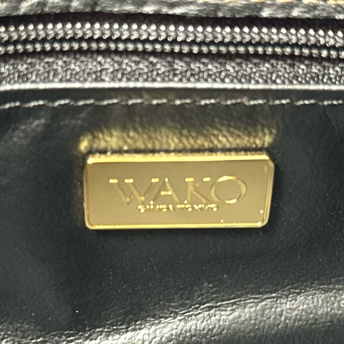 未使用級 WAKO ワコウ 銀座 和光 シボ革 ブラック 黒 シルバー金具 レザー ハンドバッグ トートバッグ ショルダーバッグ 保存袋付き 