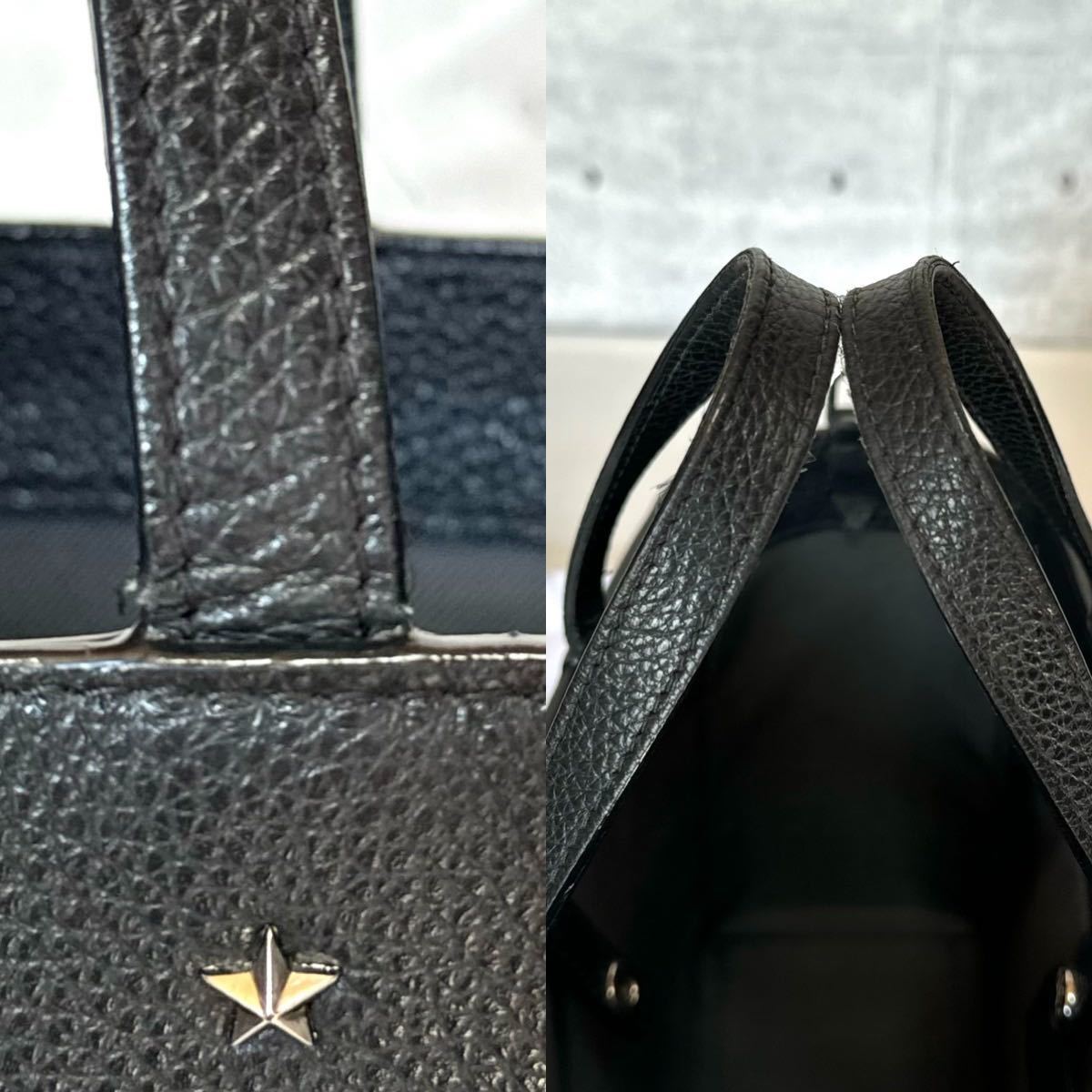 美品 定価181,500円 JIMMY CHOO ジミーチュウ 2WAY PEGASI TOTE ブラック 黒 ハンドバッグ トート ショルダー シルバースタッズ レザー_画像7