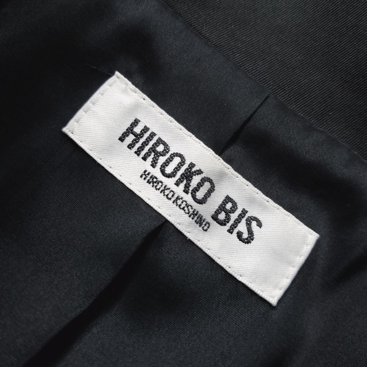 春夏【美品】ヒロコビス/ギャバジン テーラード ジャケット/9/墨黒【クリーニング済み】HIROKO BIS/ヒロココシノ/コート/ブレザー/スーツ