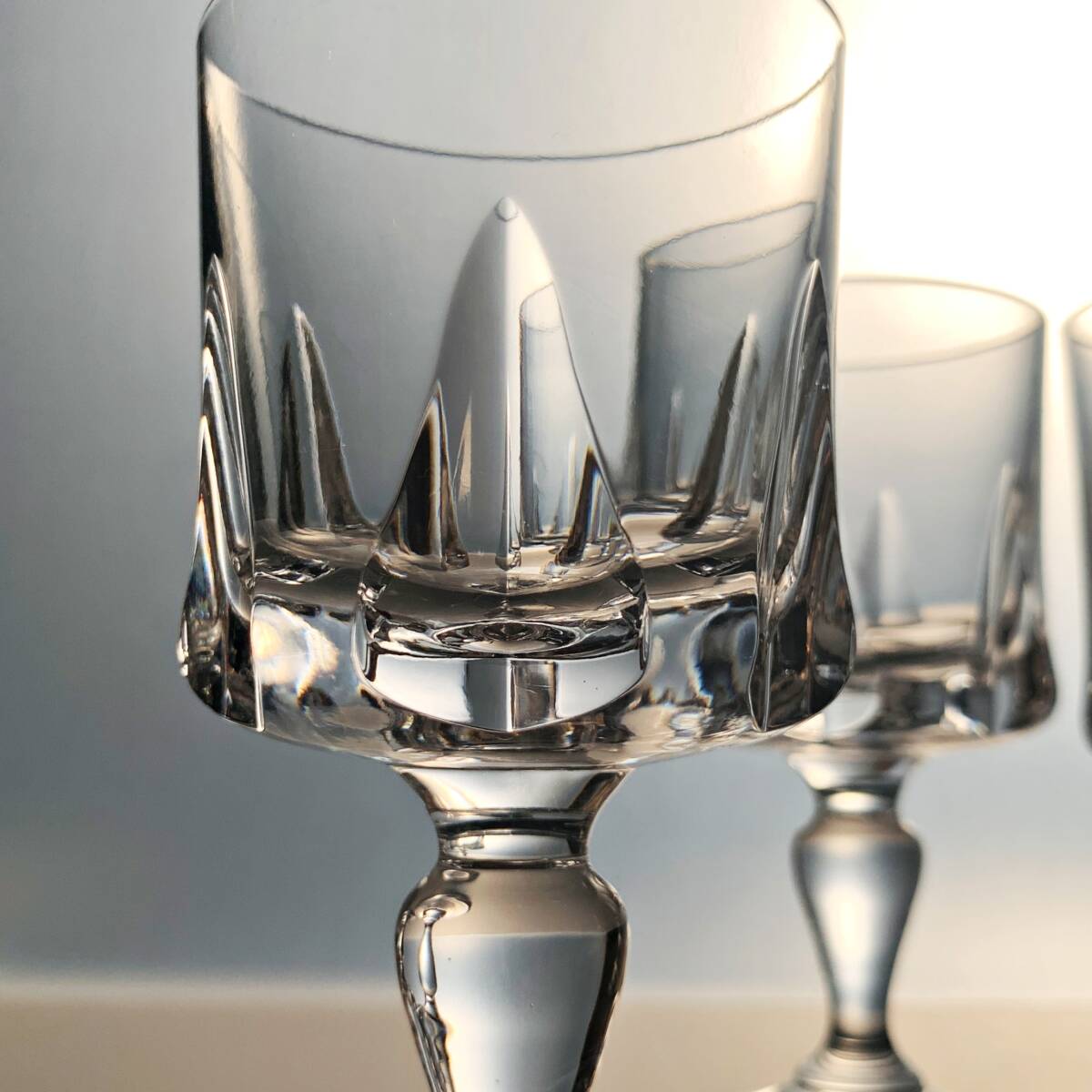 フランス アンティーク ワイン グラス 6客 セット H11.9㎝ 白ワイン ヴィンテージ セーブル Sevre Crystal ?の画像7