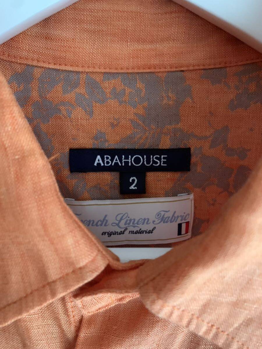 ABAHOUSE アバハウス ボタンダウンショートスリーブシャツ オレンジ M 半袖シャツ シャツ 半袖 古着_画像4