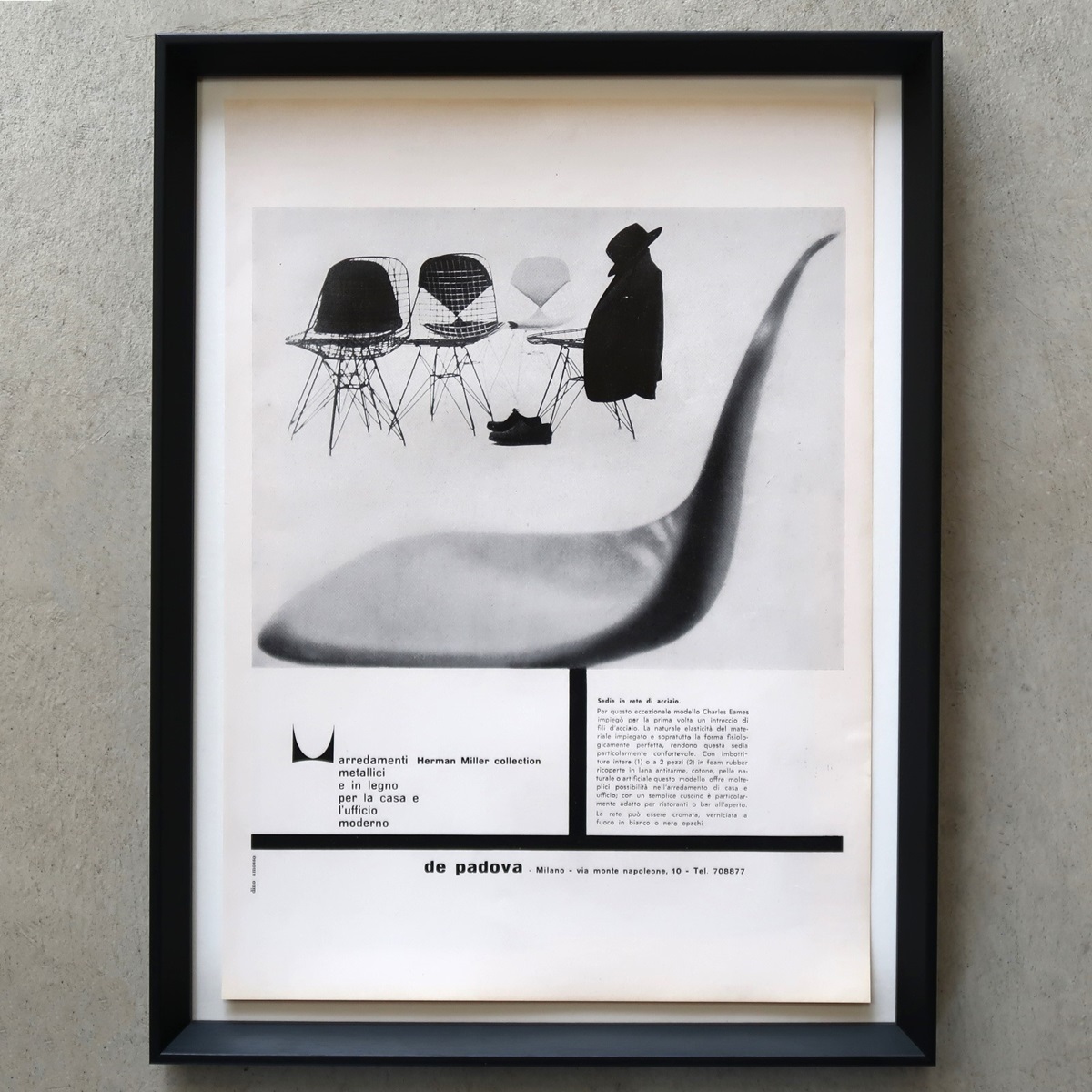 Herman Miller Herman Miller 1962 год Eames боковой ракушка стул тросик сетка Италия Vintage реклама рамка товар редкость постер редкостный 