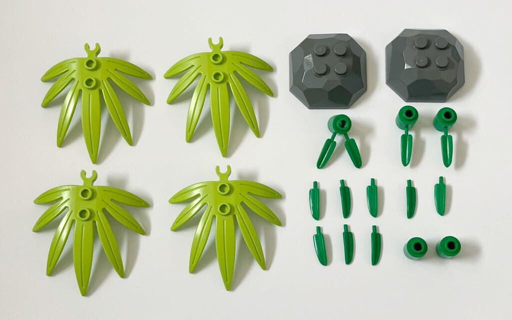 レゴ LEGO 植物 ヤシの葉 黄緑 葉 緑 おまけ 岩石 緑 パーツの画像1
