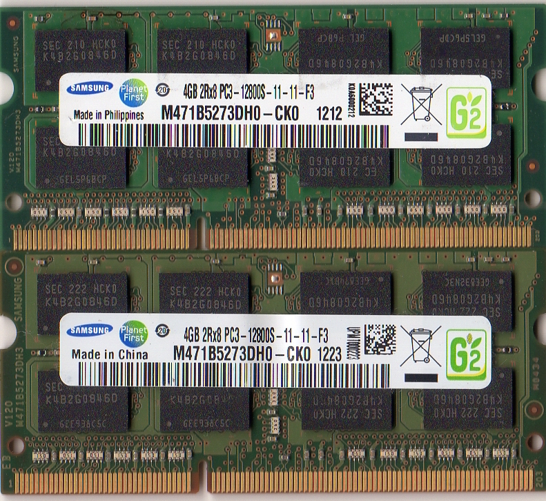 【ノートPC用メモリ】 SAMSUNG DDR3 PC3-12800 8GB (4GB×2枚セット) 1600_画像1