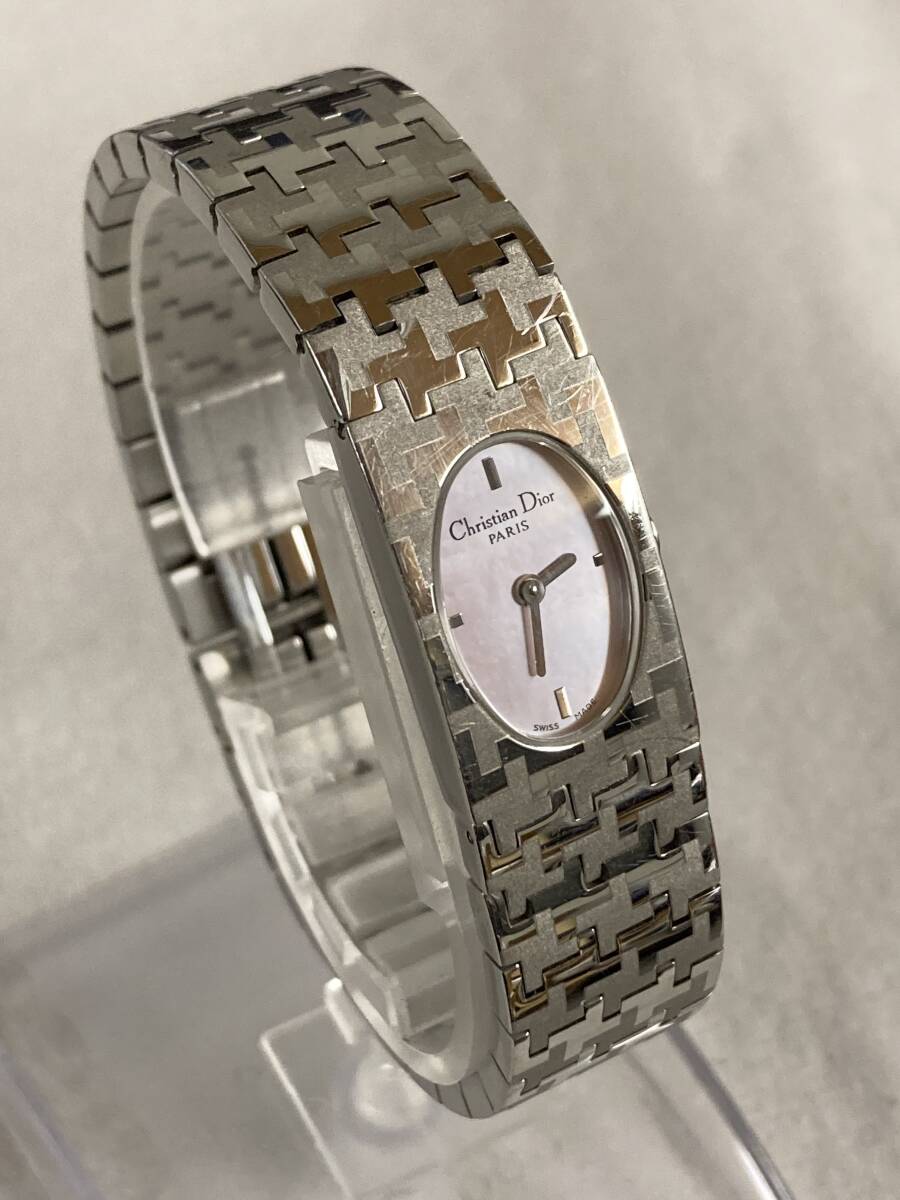 １円スタート！クリスチャンディオール Dior QZ D70-100 ピンクシェル文字盤 レディース腕時計の画像1