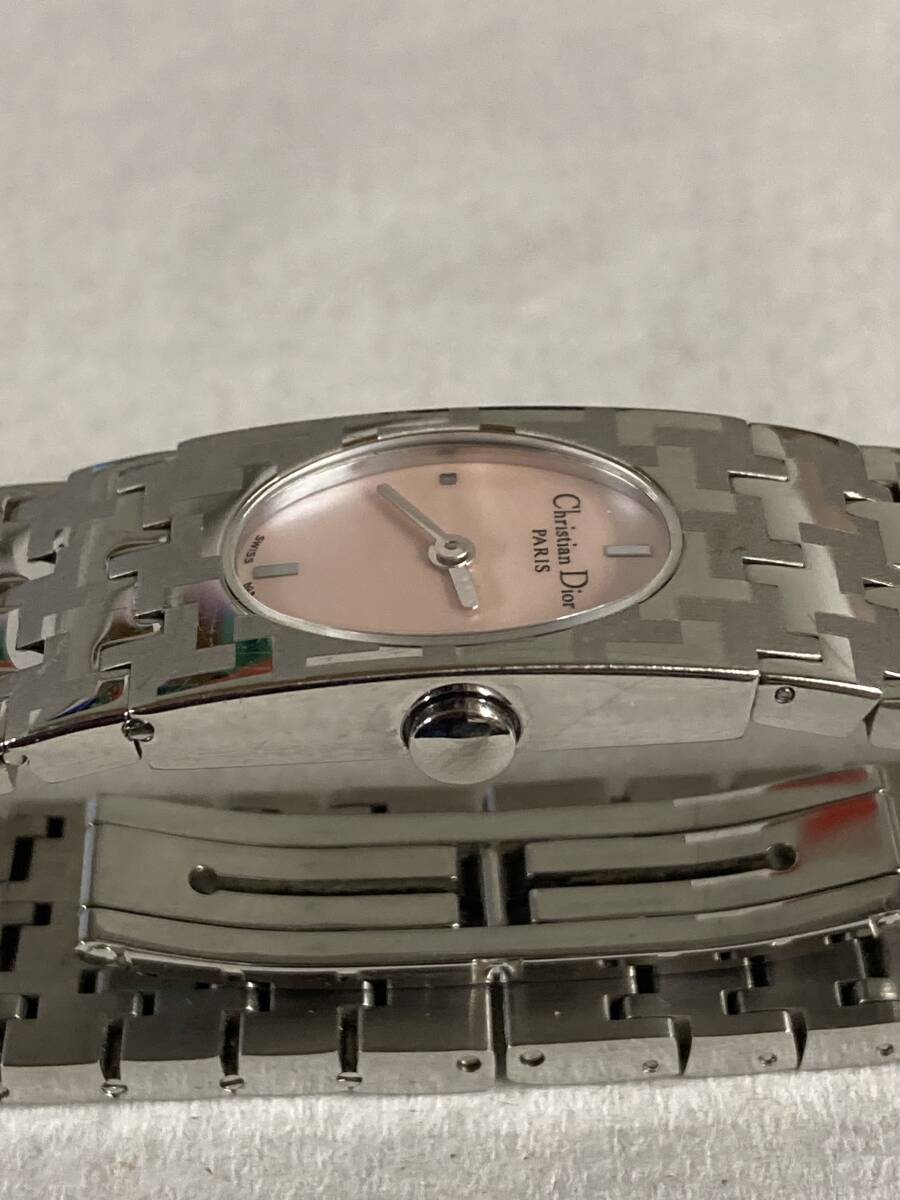１円スタート！クリスチャンディオール Dior QZ D70-100 ピンクシェル文字盤 レディース腕時計の画像8