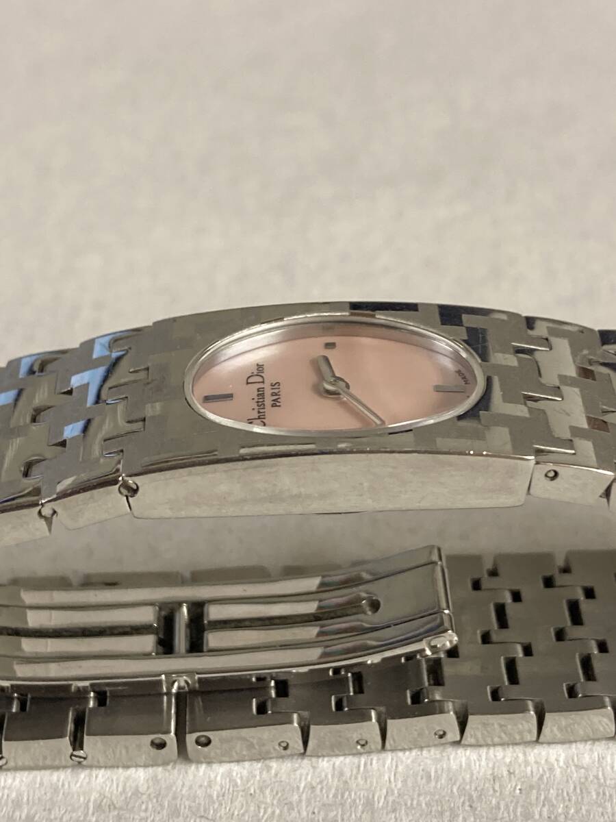 １円スタート！クリスチャンディオール Dior QZ D70-100 ピンクシェル文字盤 レディース腕時計の画像9