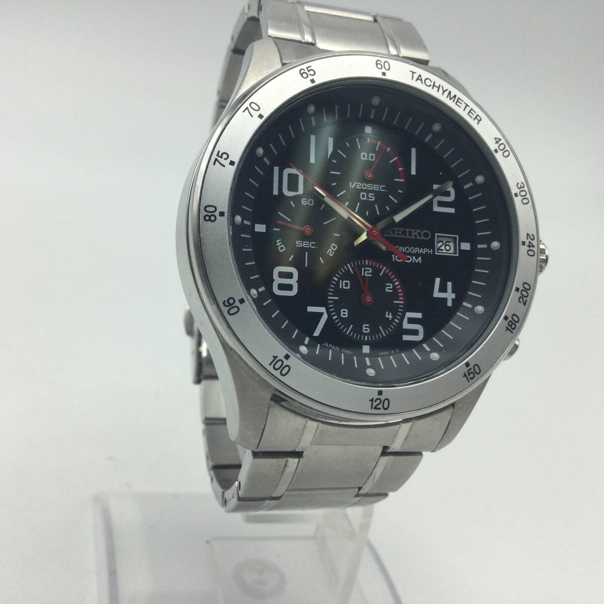 RR97●＜QZ/不動＞腕時計 SEIKO セイコー Chronograph クロノグラフ 7T92-0KE0 クォーツ SS 耐水 現状品 ●_画像2