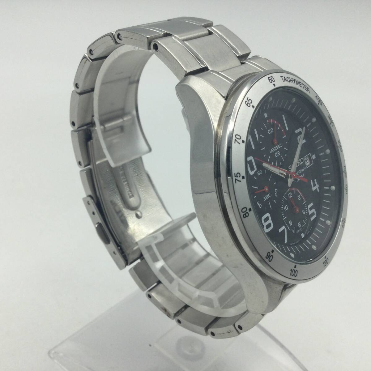 RR97●＜QZ/不動＞腕時計 SEIKO セイコー Chronograph クロノグラフ 7T92-0KE0 クォーツ SS 耐水 現状品 ●_画像3