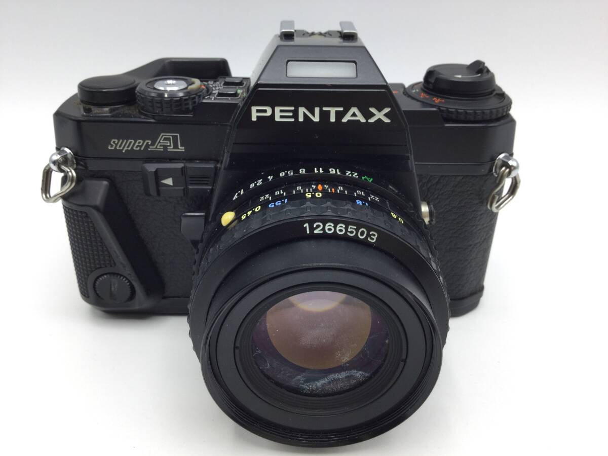 RR47●＜動作/精度未確認＞フィルムカメラ PENTAX ペンタックス super A / smc PENTAX-A 1:1.7 50mm 1:4 200mm レンズ / 現状品 ジャンク_画像2