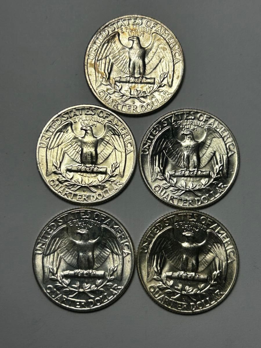 アメリカ　ワシントンクォーターダラー銀貨　5枚セット　古銭　銀貨　外国コイン
