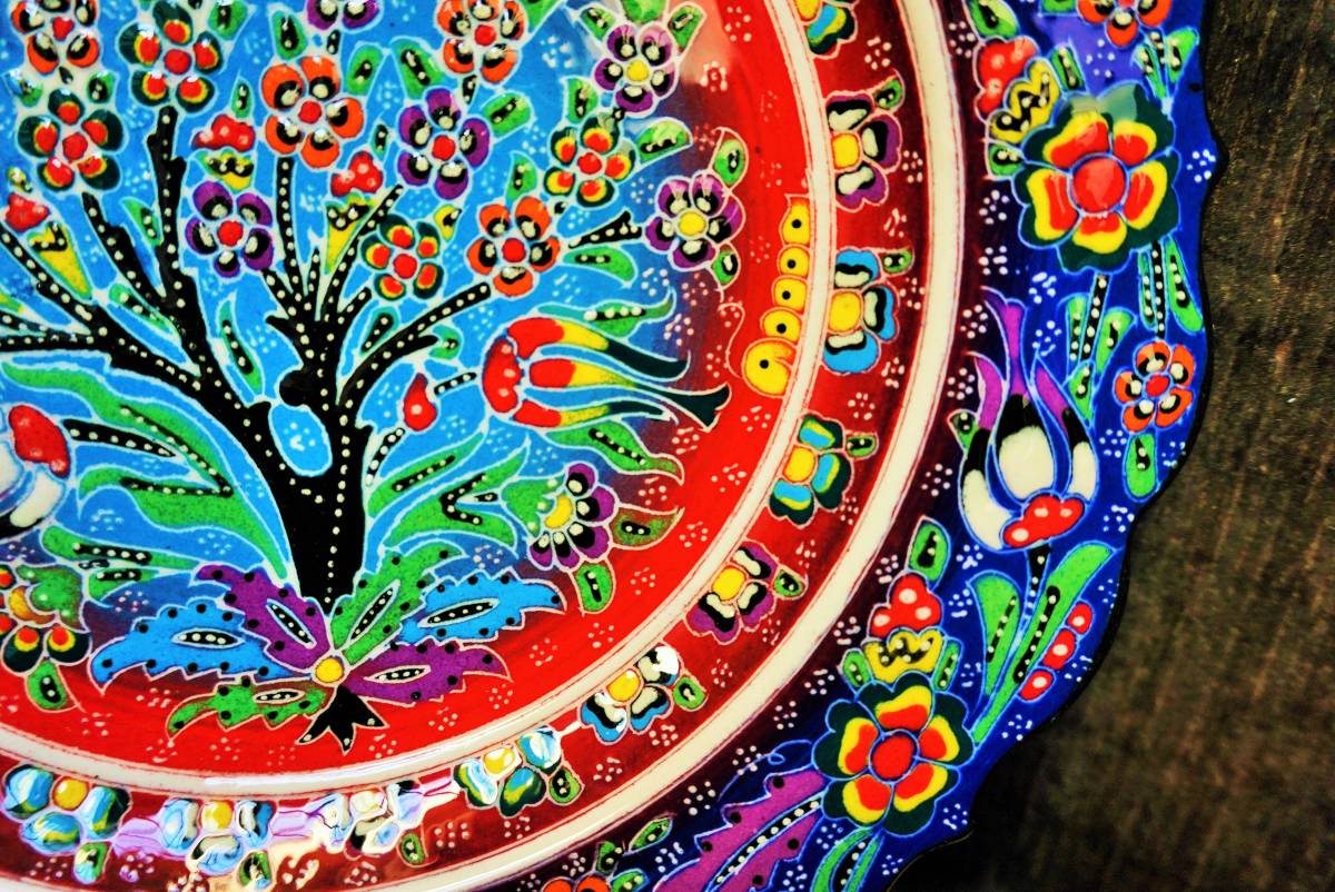 1 point thing [ conditions attaching free shipping ]* new goods *[ Turkey ceramics ] hand .. large plate L size ornament olientaru tableware hand made 208