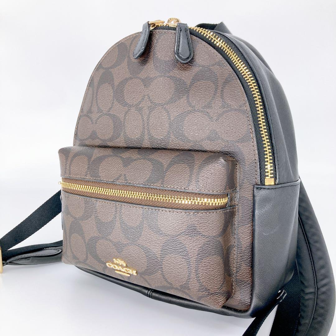 美品COACH コーチ F58315 ミニリュック シグネチャー ブラウン 美品COACH コーチ F58315 ミニリュック シグネチャー ブラウン