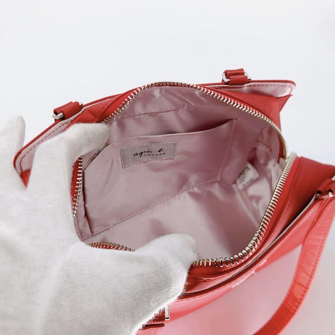  super-beauty goods Agnes B satin handbag red Logo 