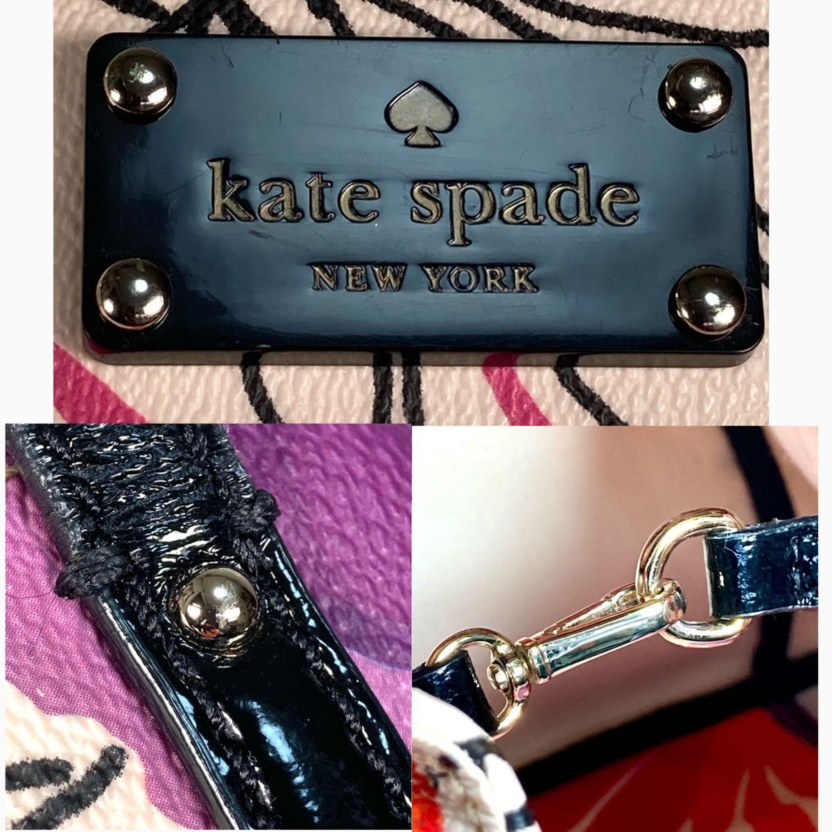 【kate spade】ケイトスペード 花柄 トートバッグ ロゴプレート付き