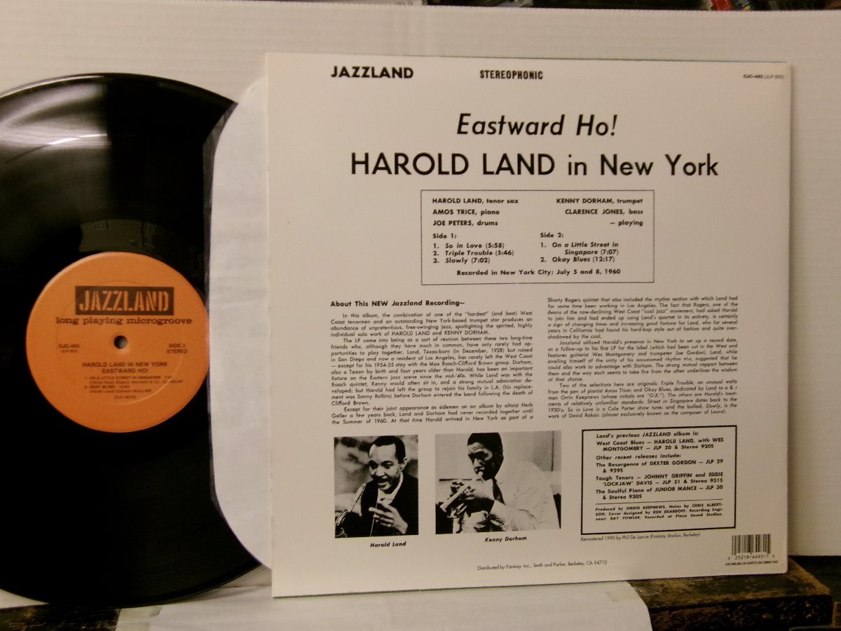 ▲LP HAROLD LAND with KENNY DORHAM ハロルド・ランド / IN NEW YORK 輸入再発盤 ORIGINAL JAZZ CLASSICS OJC-493◇r60316の画像2