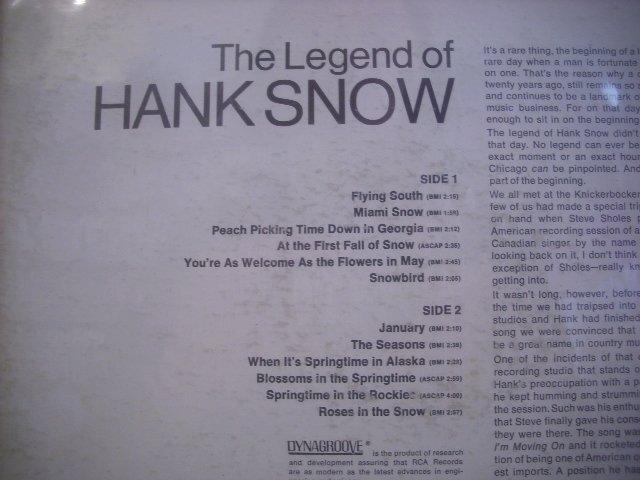 ● 輸入USA盤 LP HANK SNOW / SNOW IN ALL SEASONS ハンク・スノウ カントリー 1969年 RCA CAMDEN LSP-4122 ◇r60315_画像3