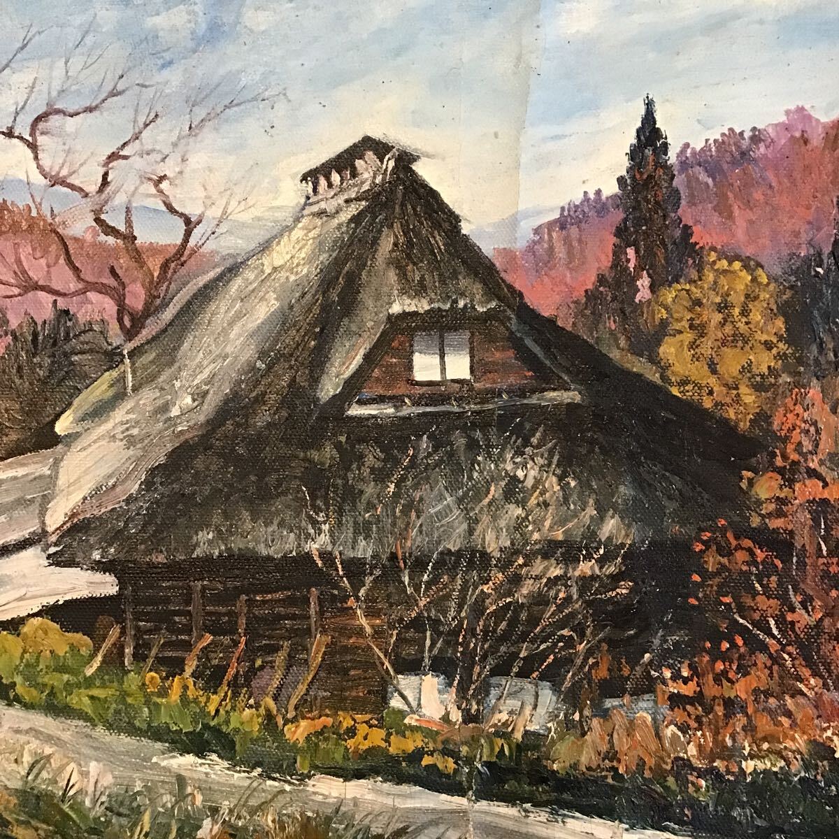 [ copy ].. one . rice field . scenery oil painting campus . old Japanese-style house amount less F6 number oil painting 
