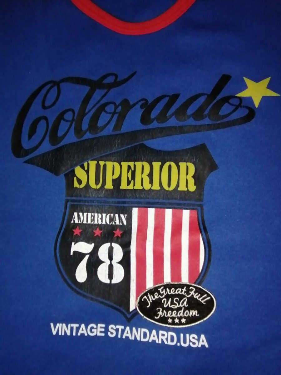 長袖 Tシャツ プリント ロゴ ブルー ストレッチ生地 ブルー Colorado SUPERIOR AMERICAN USA 78