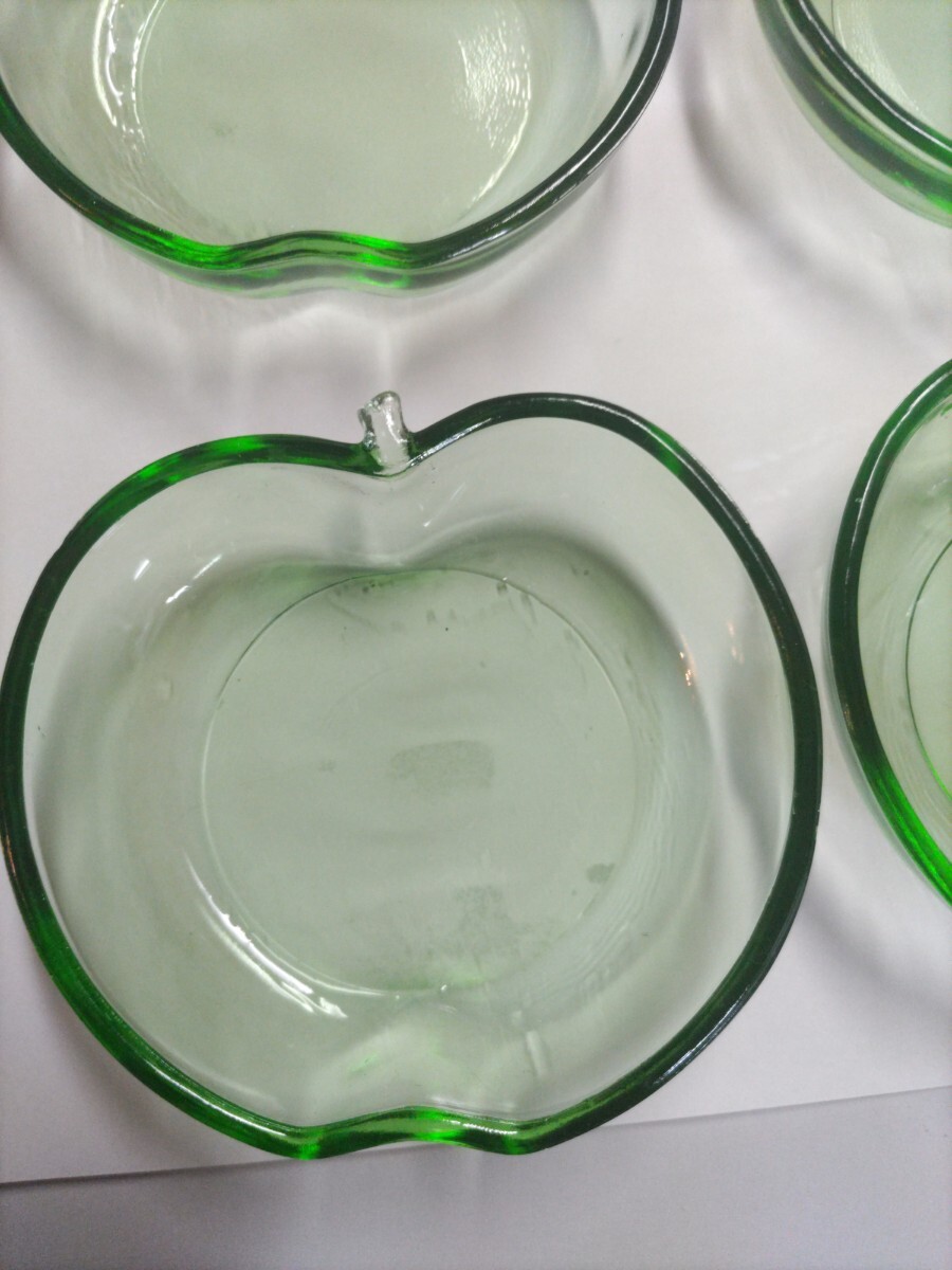 昭和レトロ感あふれる　グリーン色のリンゴの形した小皿6個_画像4