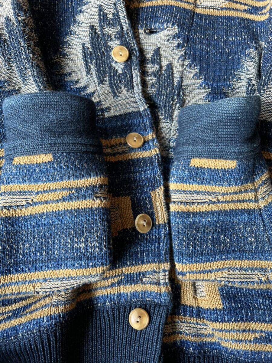 【激レア】RRL NATIVE BEACON KNIT JACKET ダブルアールエル ネイティブ インディゴ ビーコン ニット ジャケット ラルフローレン S_画像3