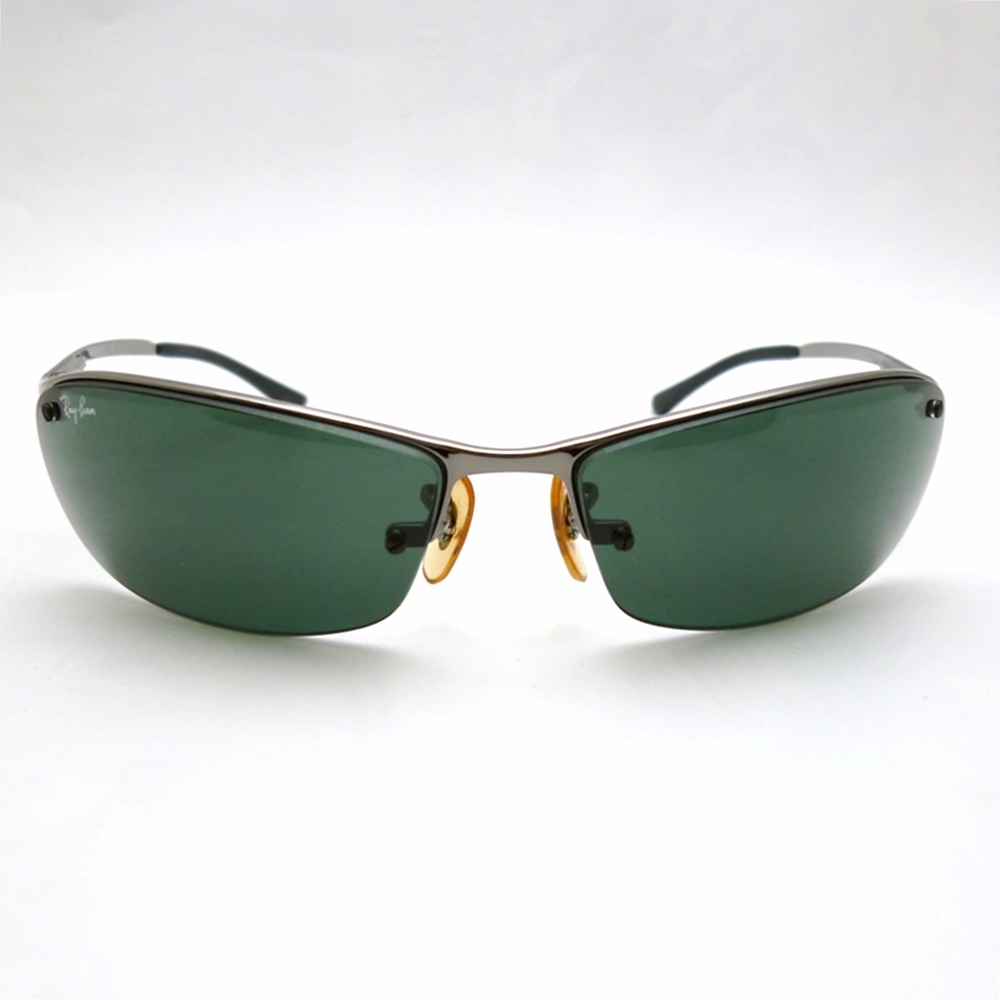 A24-572　Ray-Ban レイバン RB3186 TOP BAR REC 004/71 63ロ15 サングラス メタルリム アイウェア ガンメタル グレイグリーン レンズカーブ_画像2