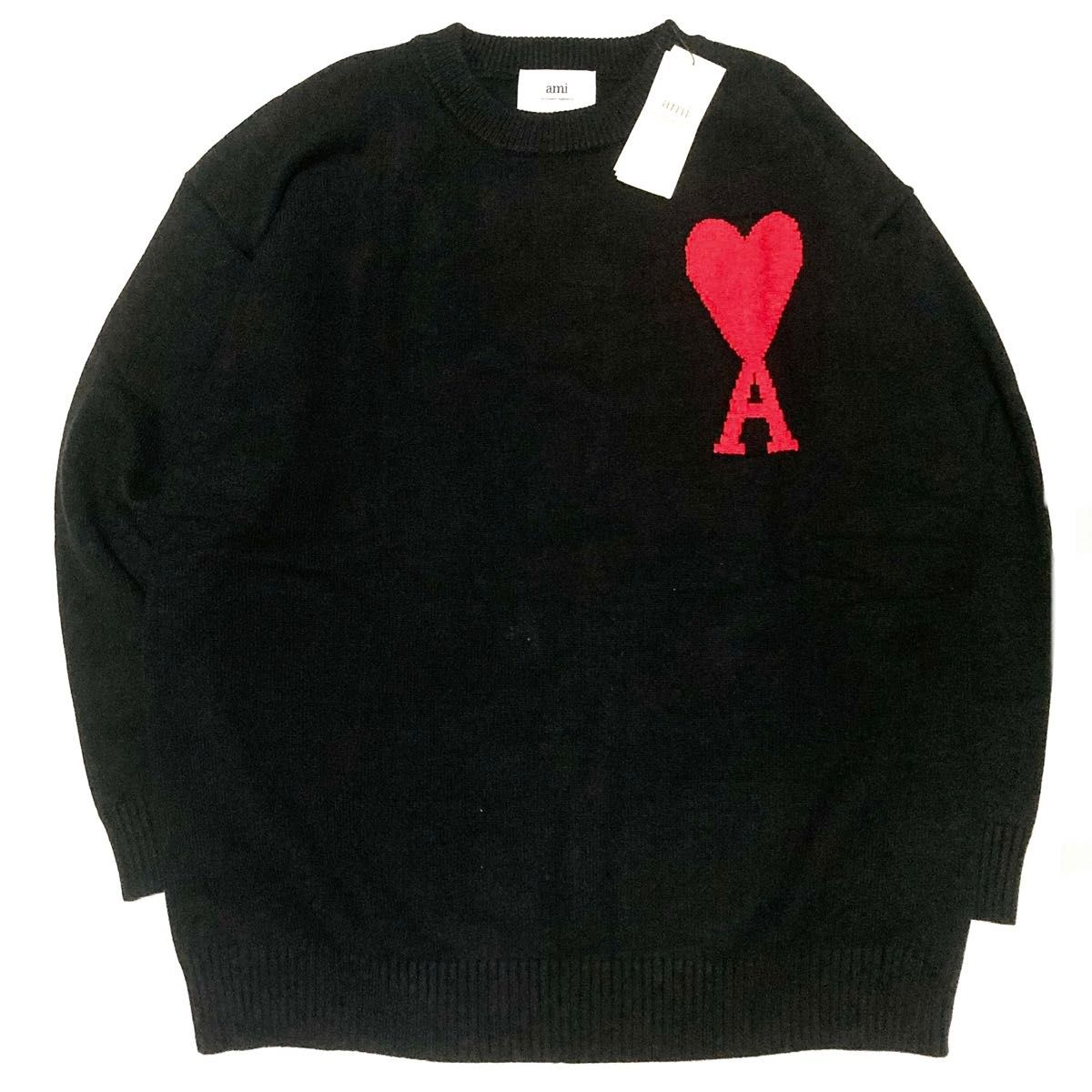 最終値下げ！【新品タグ付き】Ami Paris アミパリス  ニット セーター ニットセーター  男女兼用 ロゴ 黒 Lサイズ