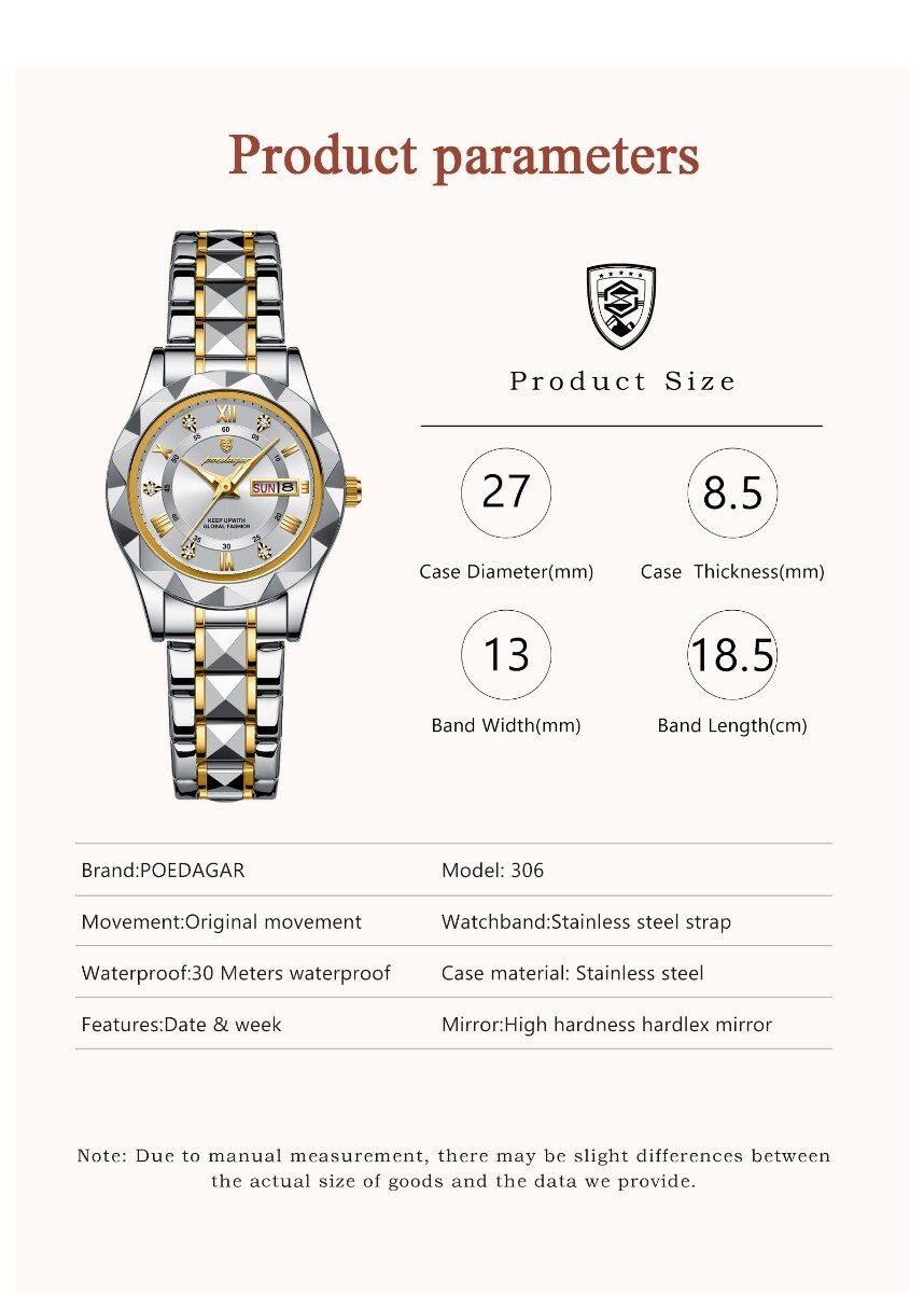 特価　新品　未使用　腕時計　クオーツ　レディース　　アナログ　エレガント　ビジネス　防水　耐衝撃　発光 日付　c2414_画像8