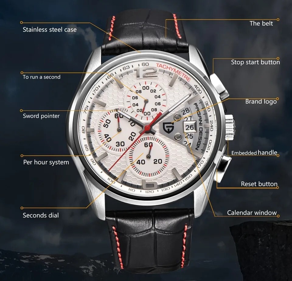 特価　新品　腕時計　クオーツ　メンズ　紳士　アナログ PUレザー　ビジネス　エレガント　クロノグラフ 防水　耐衝撃　日付　c2404_画像7