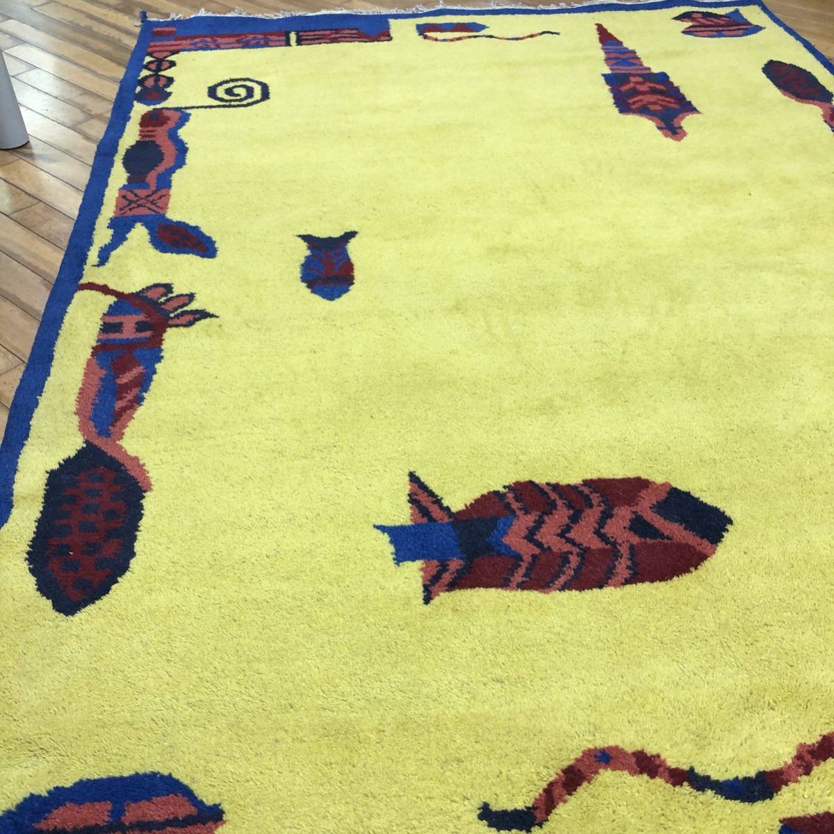 ヴィンテージ　未使用　カーペット 絨毯 ラグ 175x245ｃｍ 厚さ約２ｃｍ_画像2