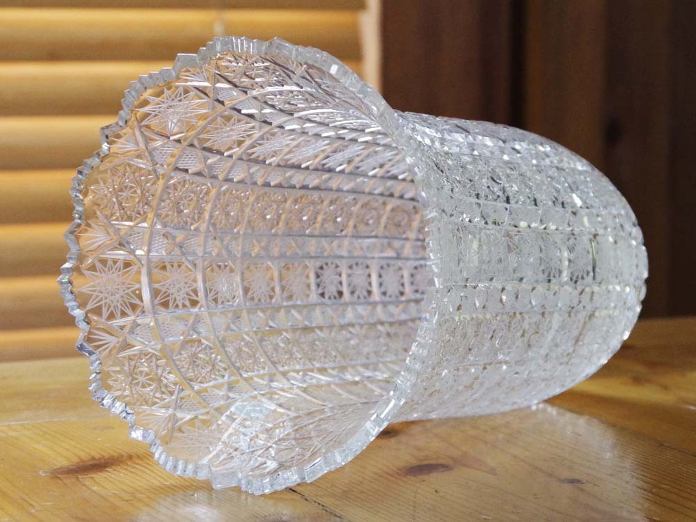 KAMEIガラスフラワーベースCHEVALIERカメイクリスタル花瓶花入花器現状長期保管品_画像7