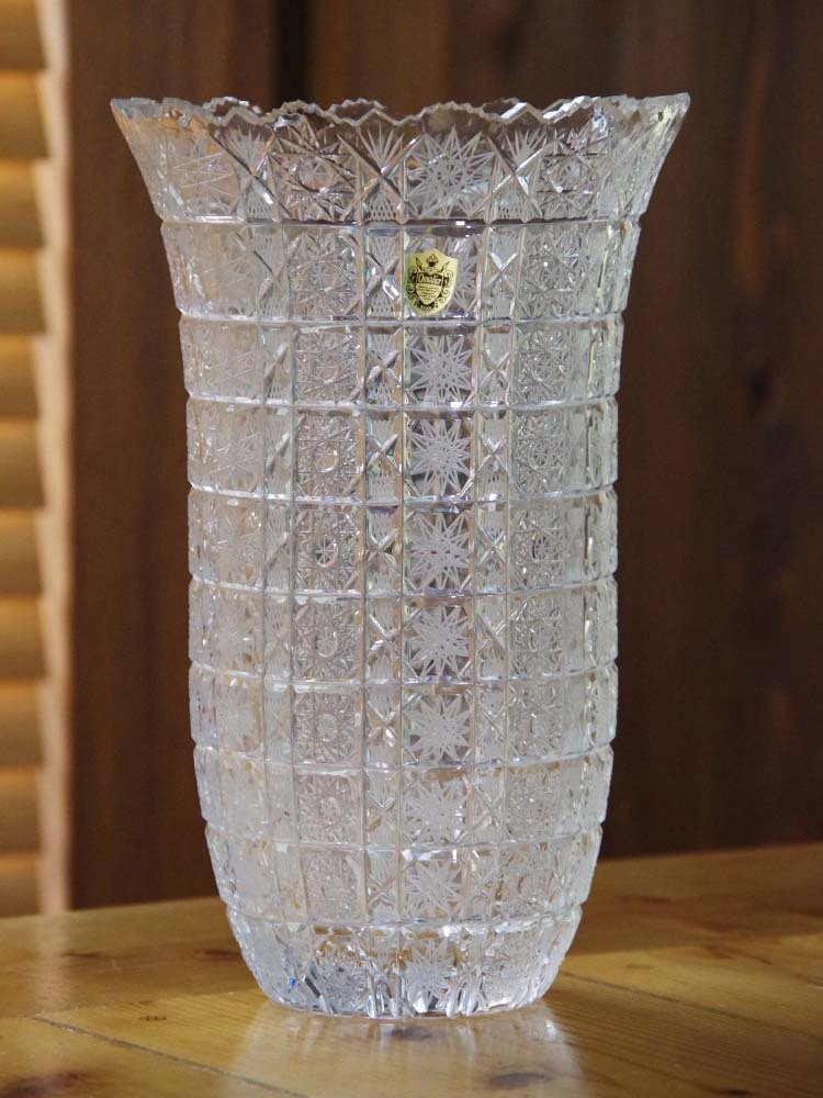 KAMEIガラスフラワーベースCHEVALIERカメイクリスタル花瓶花入花器現状長期保管品_画像2